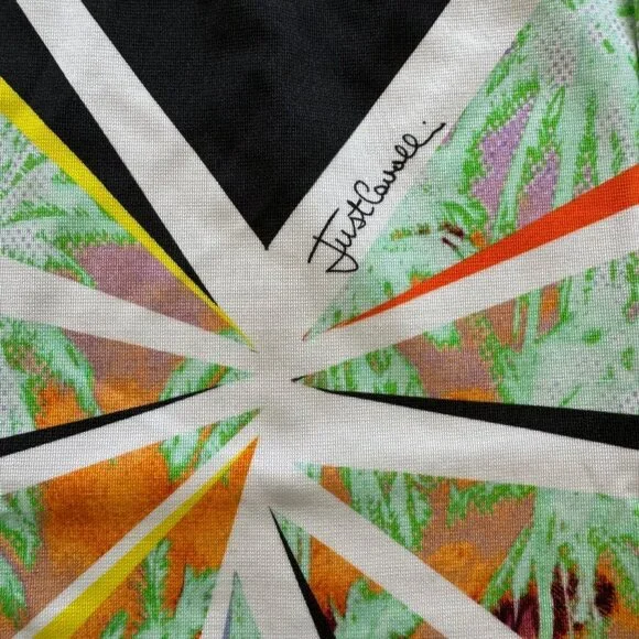 NWT Just Cavalli Bodycon Graphic Print Palm Tree Knee Length Dress Size 42 - Picture 4 of 13